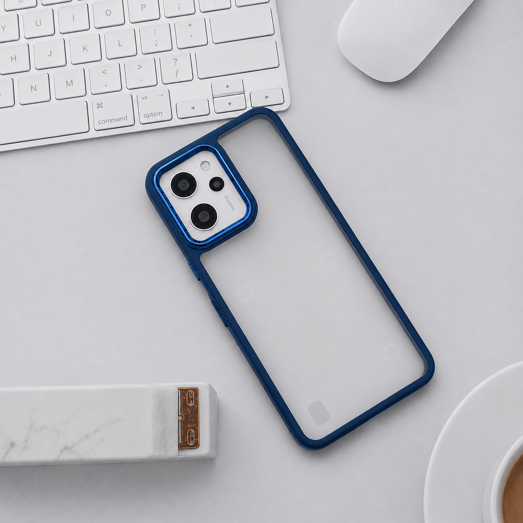 Electroplating Camera Frame Cell Phone Case for Realme C31 Back Cover Blue Onezeros.in
