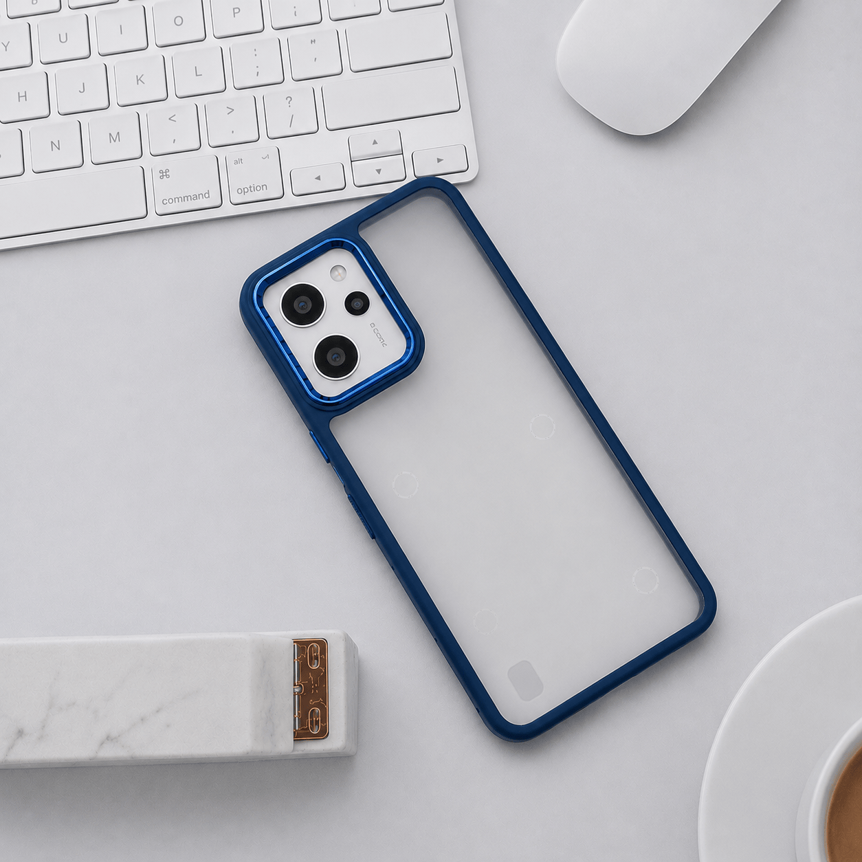 Electroplating Camera Frame Cell Phone Case for Realme C31 Back Cover Blue Onezeros.in