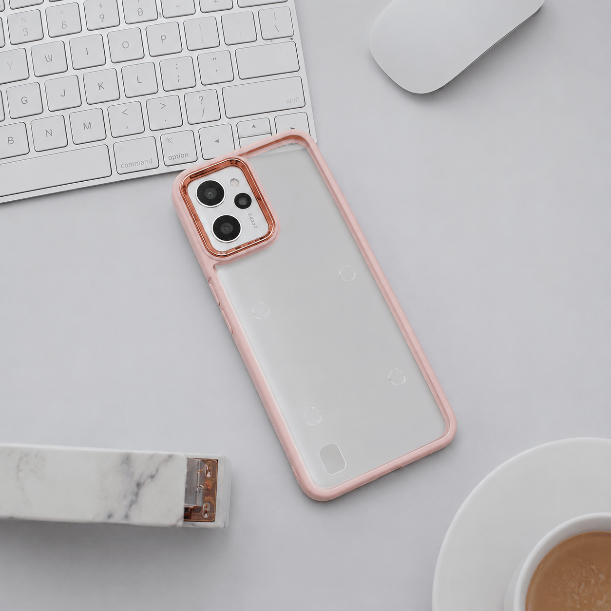 Electroplating Camera Frame Cell Phone Case for Realme C31 Back Cover Pink Onezeros.in