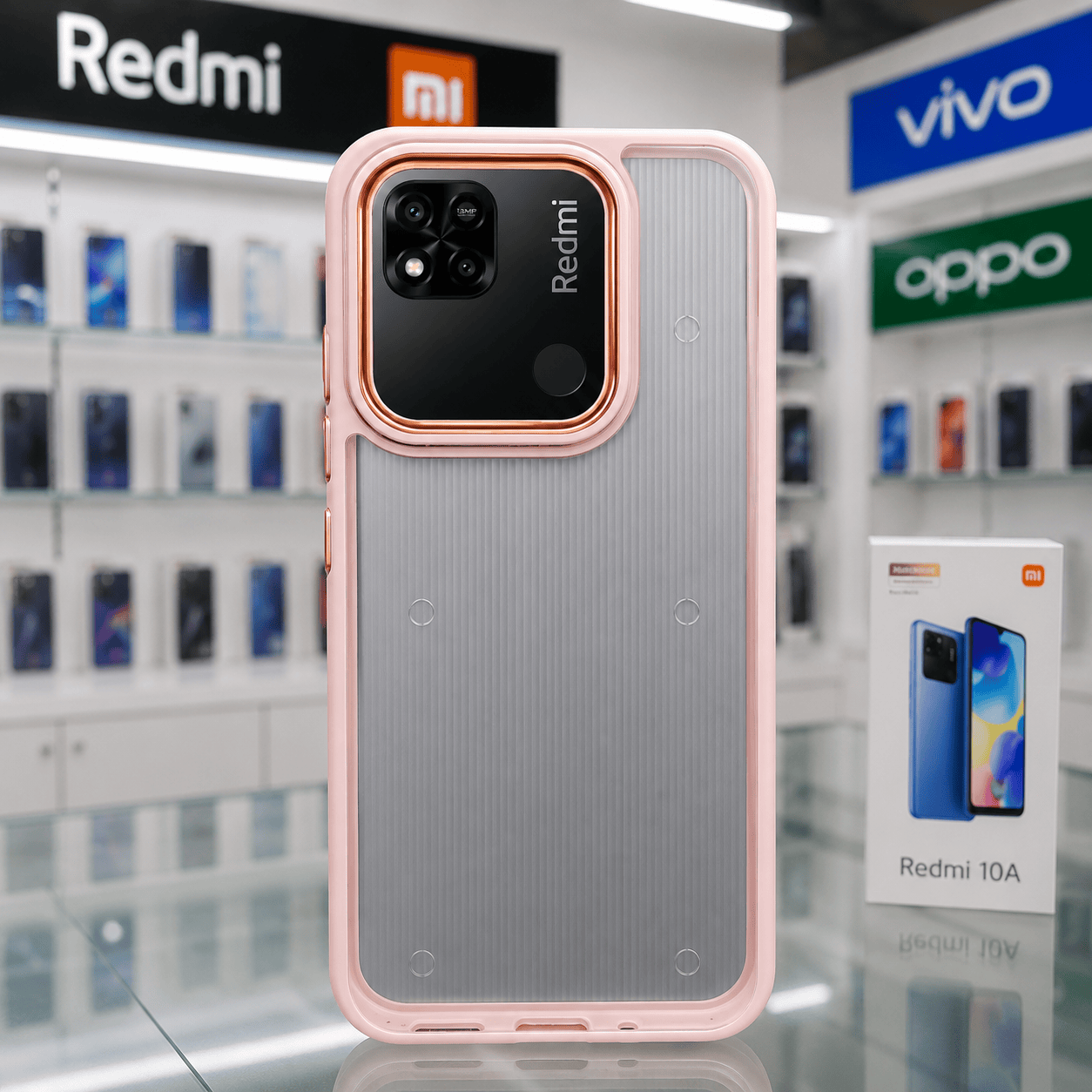 Electroplating Camera Frame Cell Phone Case for Redmi 10A Back Cover Pink Onezeros.in
