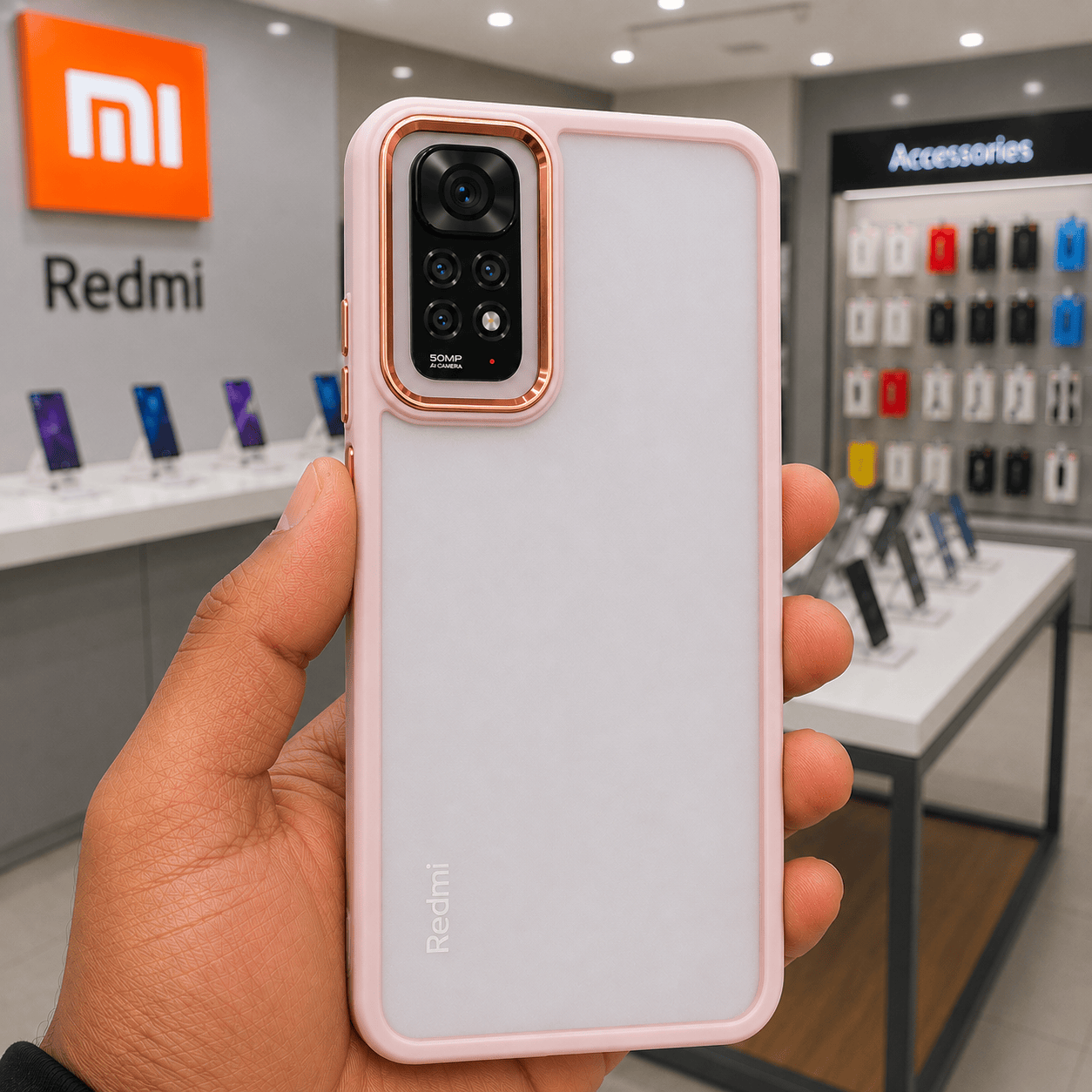 Electroplating Camera Frame Cell Phone Case for Redmi Note 11 Back Cover Pink Onezeros.in