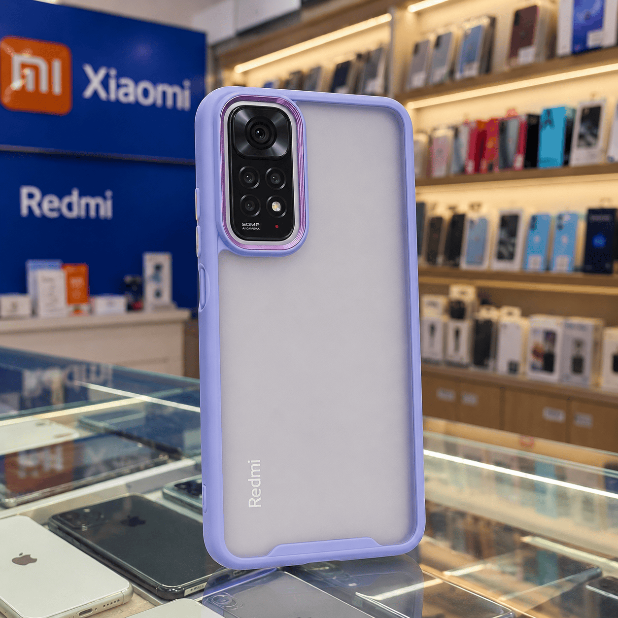 Electroplating Camera Frame Cell Phone Case for Redmi Note 11S Back Cover Lavender Onezeros.in