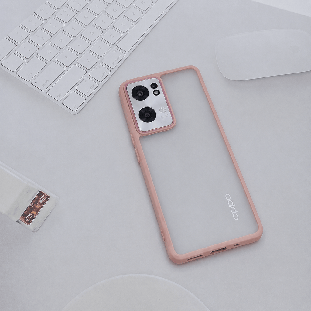 Electroplating Camera Frame Cell Phone Case for Reno 7 Pro 5G Back Cover Pink Onezeros.in