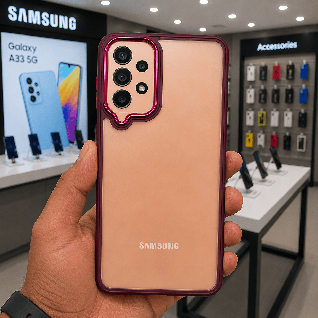 Electroplating Camera Frame Cell Phone Case for Samsung A33 Back Cover Onezeros.in