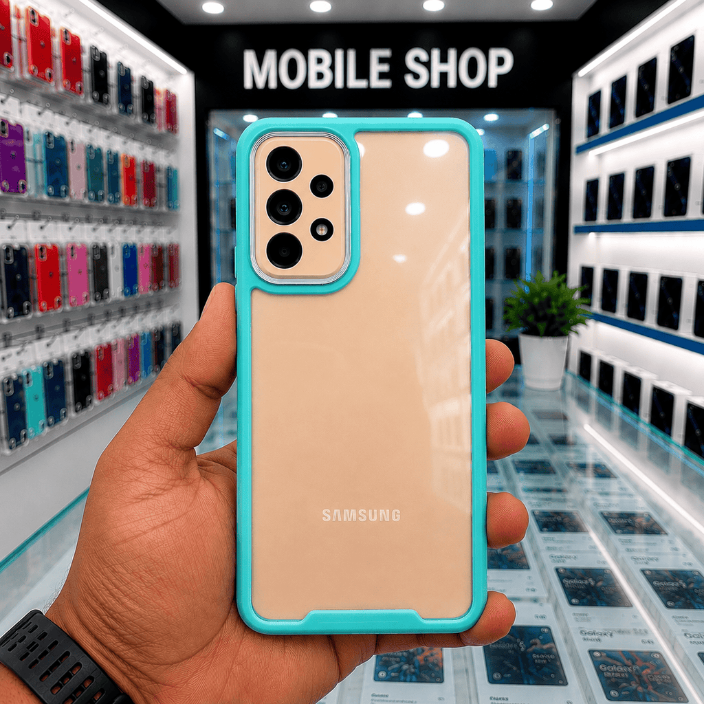 Electroplating Camera Frame Cell Phone Case for Samsung A53 5G Back Cover Mint Green Onezeros.in