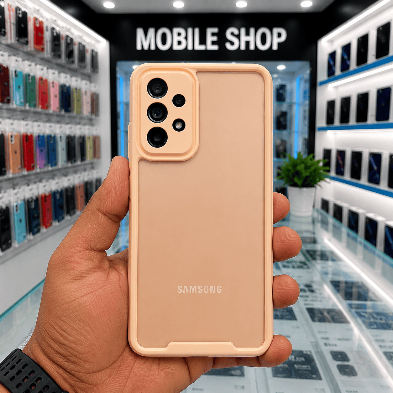 Electroplating Camera Frame Cell Phone Case for Samsung A53 5G Back Cover Pink Onezeros.in