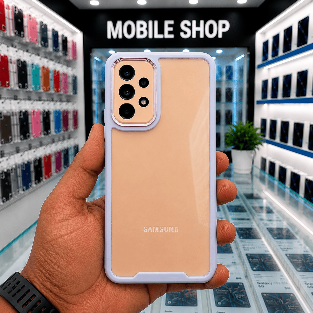 Electroplating Camera Frame Cell Phone Case for Samsung A53 5G Back Cover Lavender Onezeros.in