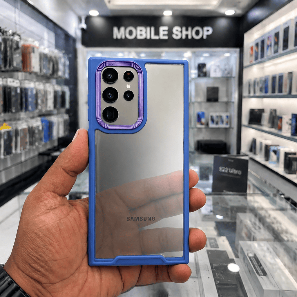 Electroplating Camera Frame Cell Phone Case for Samsung S22 Ultra Back Cover Onezeros.in