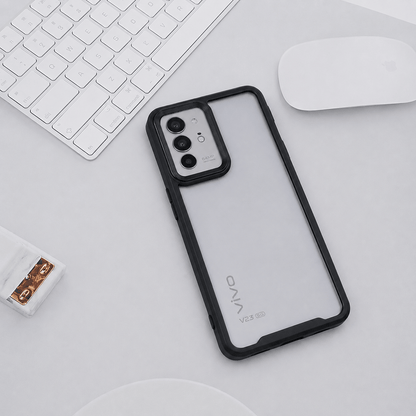 Electroplating Camera Frame Cell Phone Case for Vivo V23 5G Back Cover Black Onezeros.in