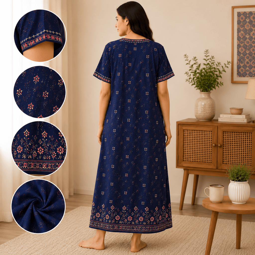 Embroidery Work Nighty Onezeros.in