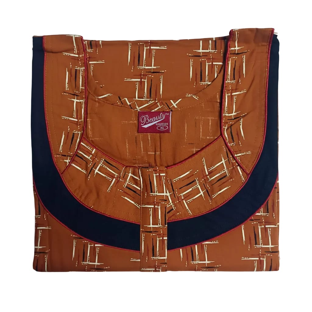 Glazed Ginger Geometric Pattern Nighty 2XL Onezeros.in