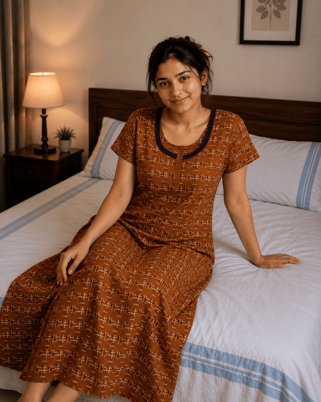 Glazed Ginger Geometric Pattern Nighty 2XL Onezeros.in