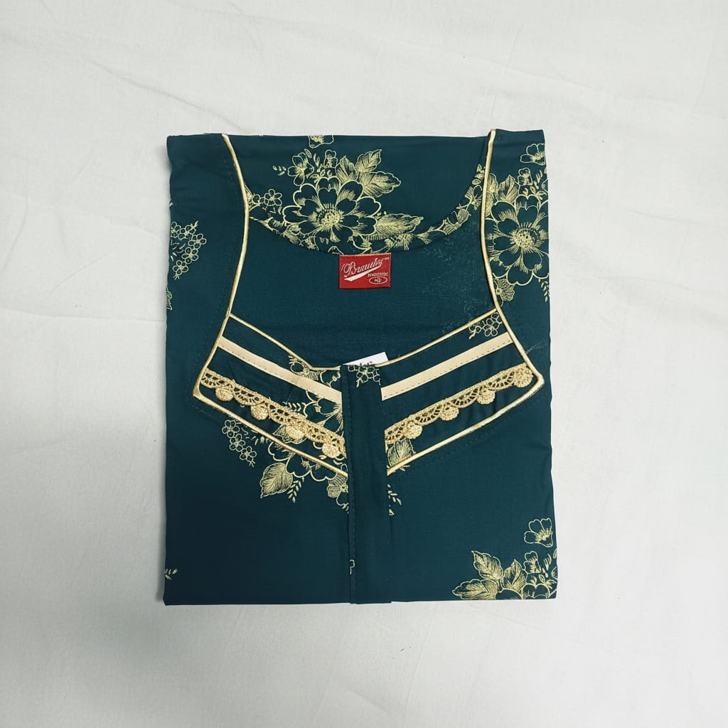 Green background yellow floral pattern Nighty Onezeros.in