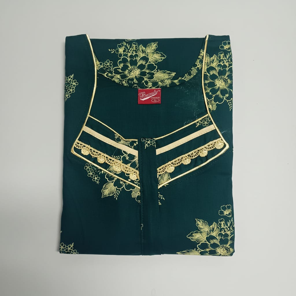Green background yellow floral pattern Nighty Onezeros.in