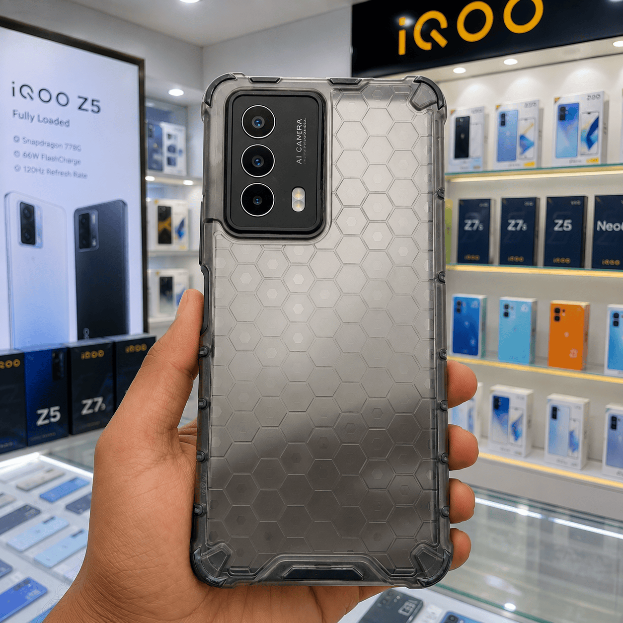 Honeycomb Design Phone Case for iQOO Z5 5G Back Cover Onezeros.in