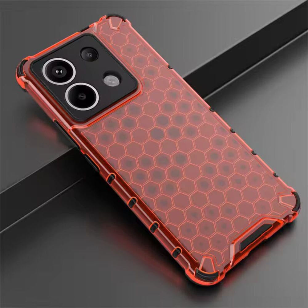 Honeycomb Design Phone Case for Redmi Note 13 5G Back Cover Red Onezeros.in