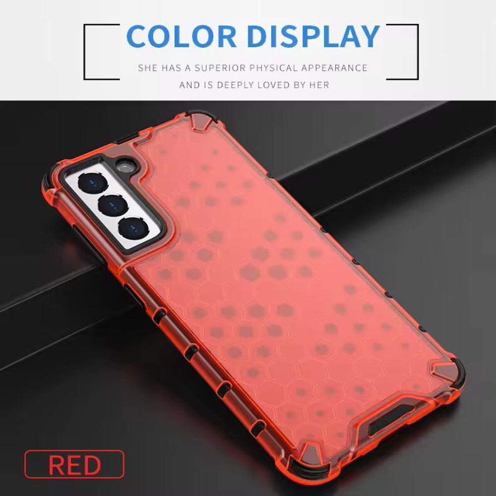 Honeycomb Design Phone Case for Samsung Galaxy S21 FE Back Cover Red Onezeros.in