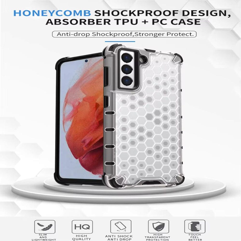 Honeycomb Design Phone Case for Samsung Galaxy S21 FE Back Cover White Onezeros.in