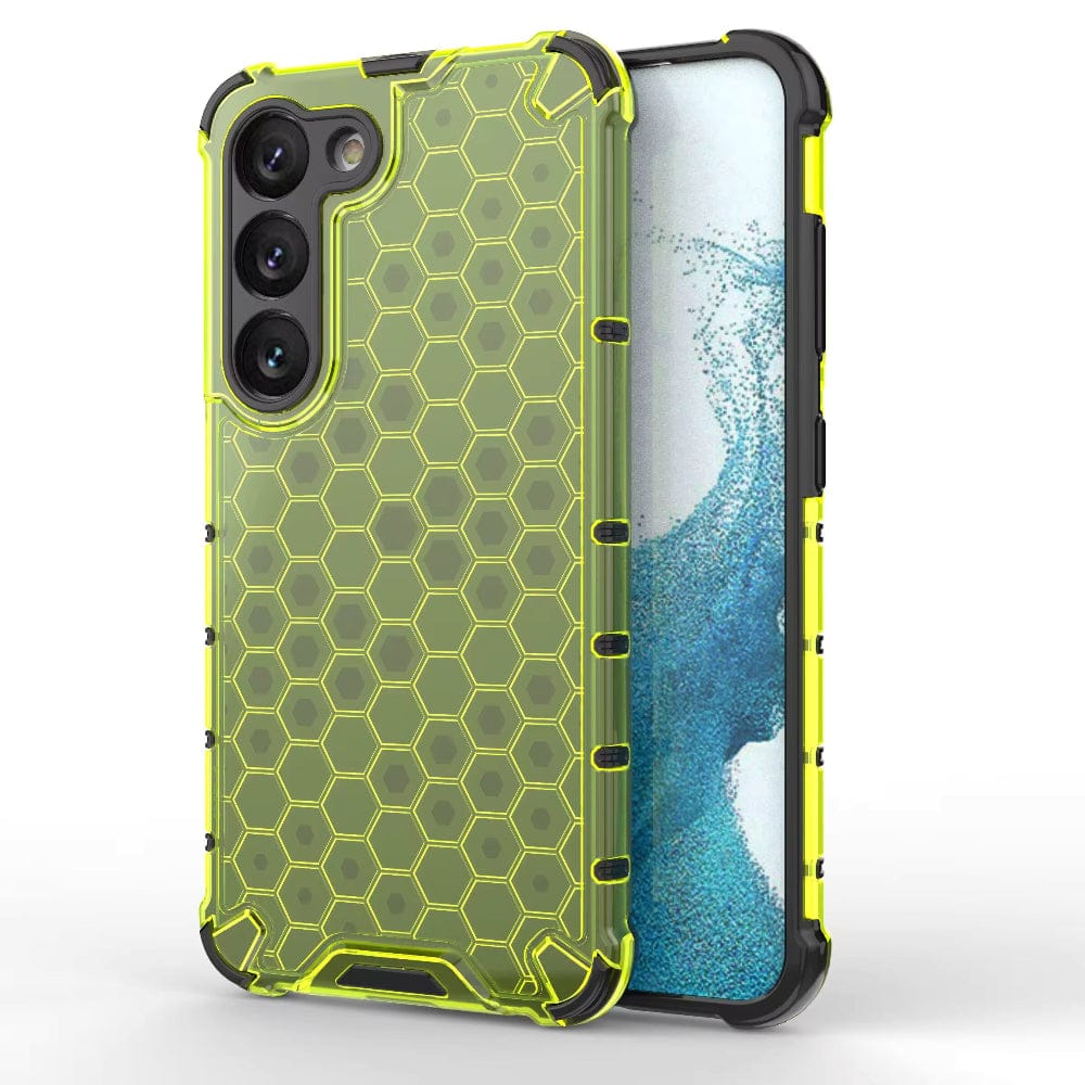 Honeycomb Design Phone Case for Samsung Galaxy S23 Back Cover Green Onezeros.in