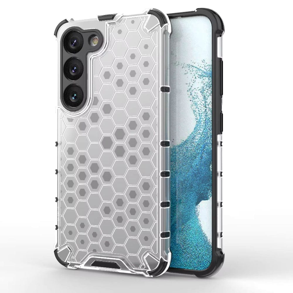 Honeycomb Design Phone Case for Samsung Galaxy S23 Back Cover White Onezeros.in