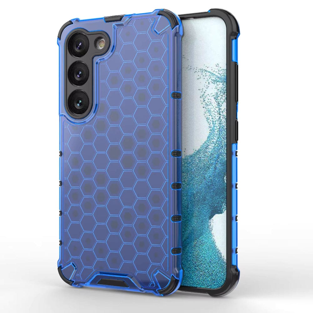 Honeycomb Design Phone Case for Samsung Galaxy S23 Back Cover Blue Onezeros.in