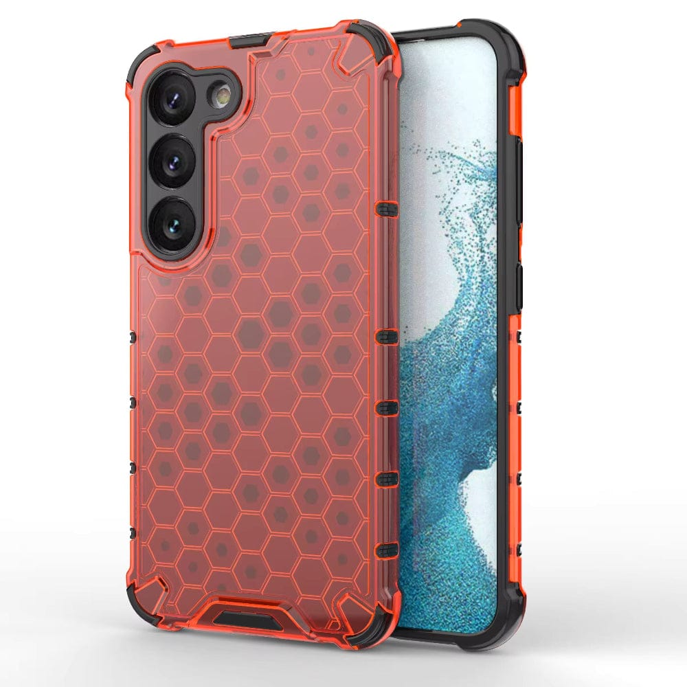Honeycomb Design Phone Case for Samsung Galaxy S23 Back Cover Red Onezeros.in
