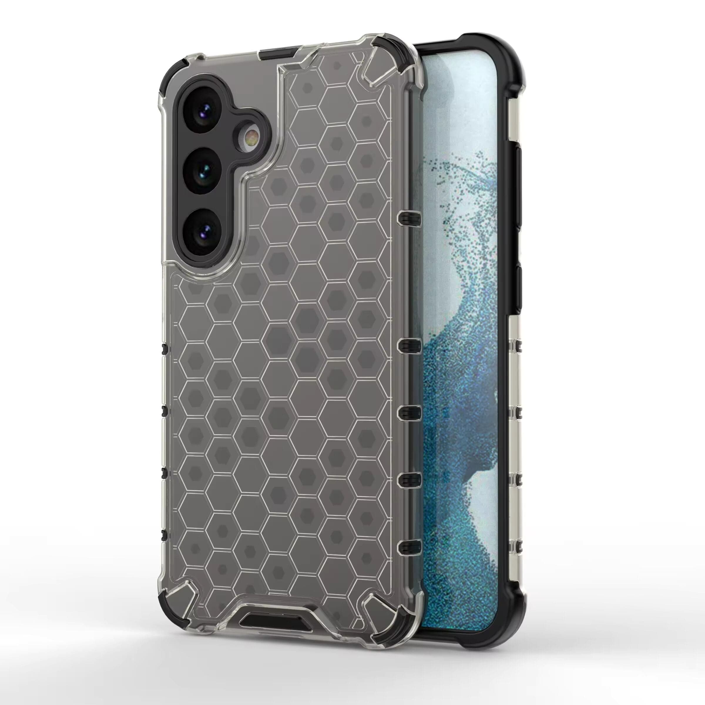 Honeycomb Design Phone Case for Samsung Galaxy S23 FE Back Cover Grey Onezeros.in