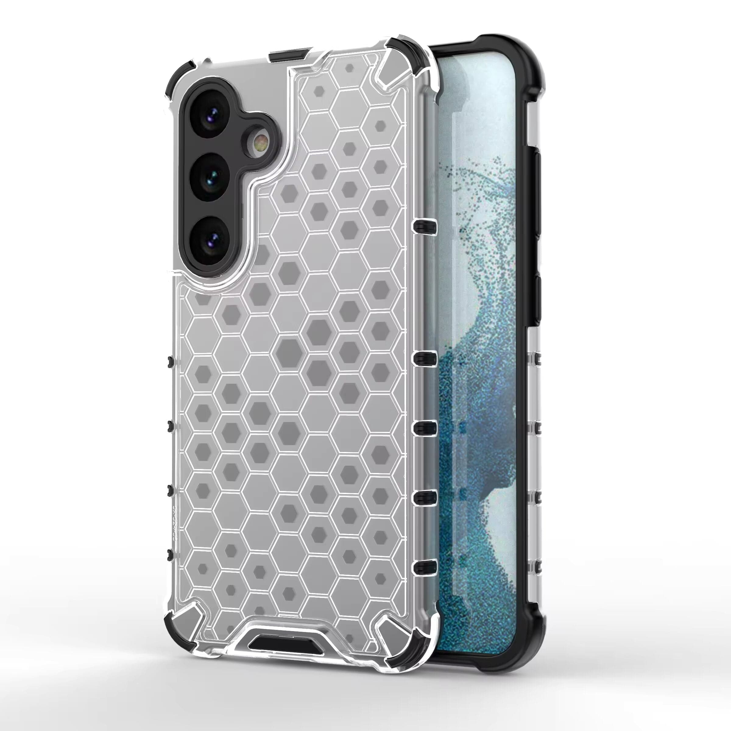 Honeycomb Design Phone Case for Samsung Galaxy S23 FE Back Cover White Onezeros.in