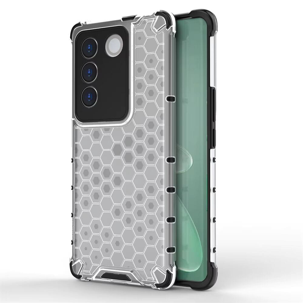 Honeycomb Design Phone Case for Vivo V27/V27 Pro Back Cover White Onezeros.in