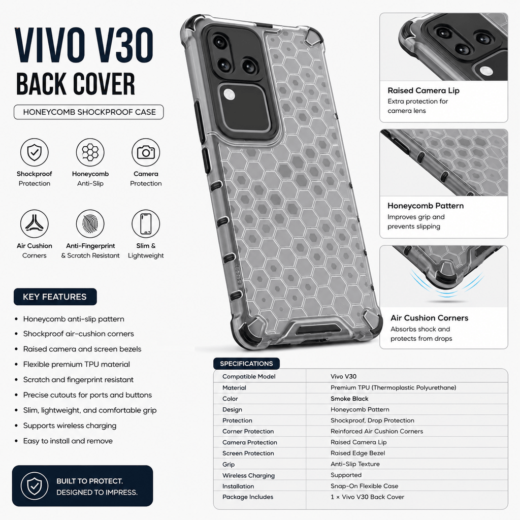 Honeycomb Design Phone Case for Vivo V30 Pro Back Cover Onezeros.in