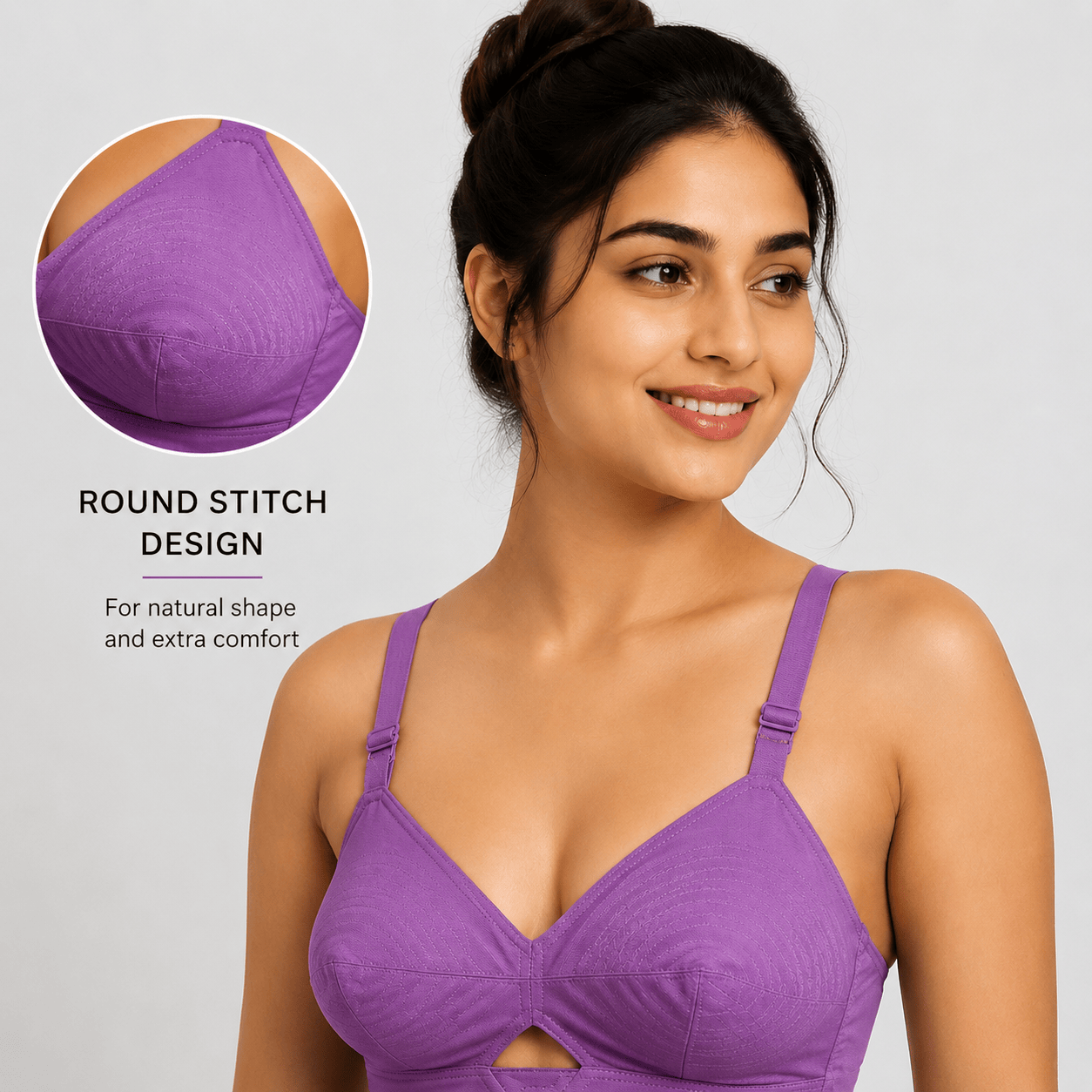 Knox Cotton Round Stitch Bra (Pack of 6) | Soft Non-Padded Cotton Bra for Women Onezeros.in