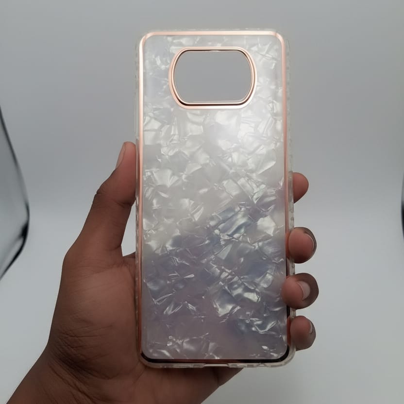 Marble Pattern Back Cover For POCO X3 Phone Case With Pop Up Holder White Onezeros.in