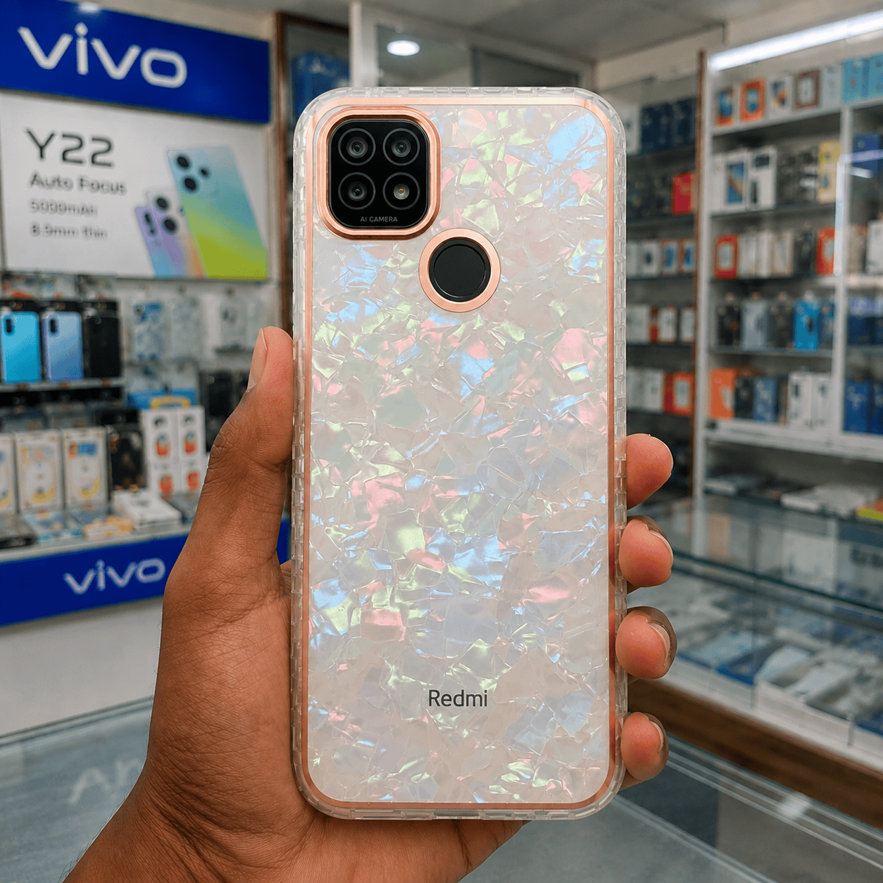 Marble Pattern Back Cover For Redmi 9 Phone Case With Pop Up Holder Lightly Mixed Colors Onezeros.in