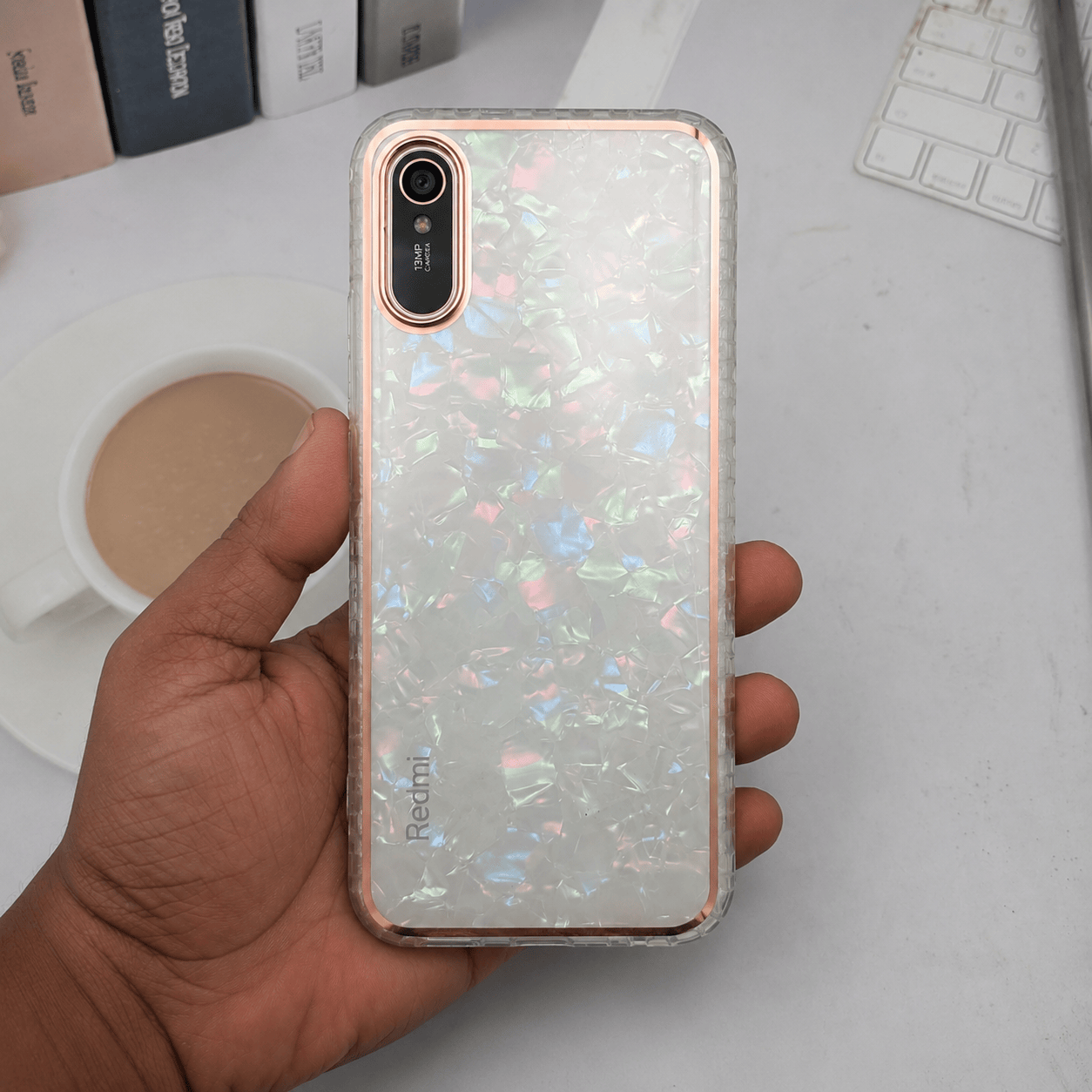 Marble Pattern Back Cover For Redmi 9A/9i Phone Case With Pop Up Holder Onezeros.in