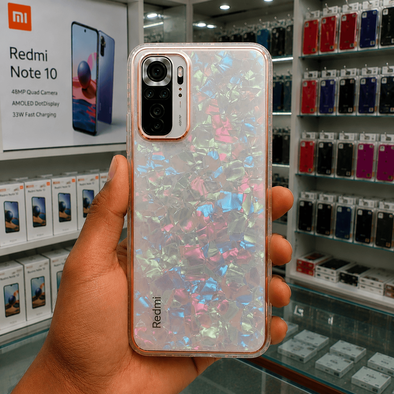 Marble Pattern Back Cover For Redmi Note 10 Phone Case With Pop Up Holder Mixed Onezeros.in