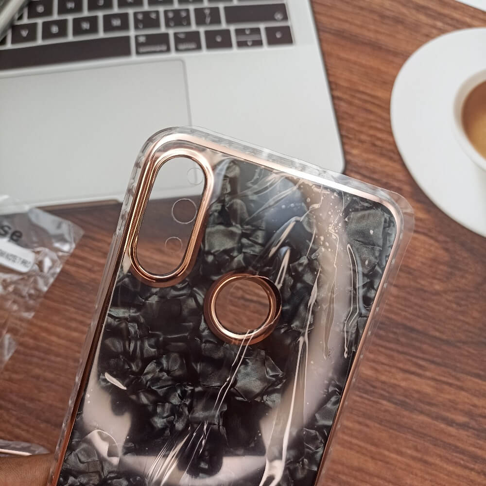 Marble Pattern Back Cover For Redmi Note 7 Phone Case With Pop Up Holder Black Onezeros.in