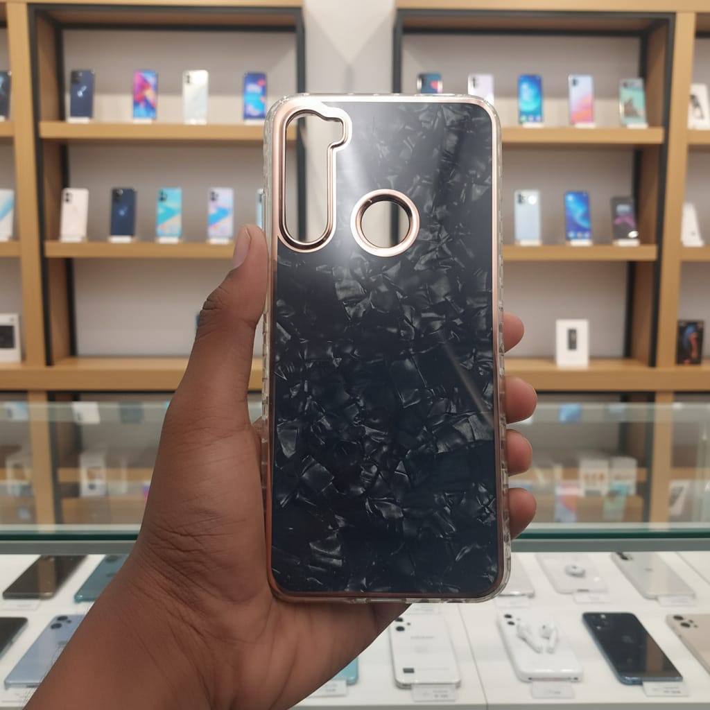 Marble Pattern Back Cover For Redmi Note 8 Phone Case With Pop Up Holder Black Onezeros.in
