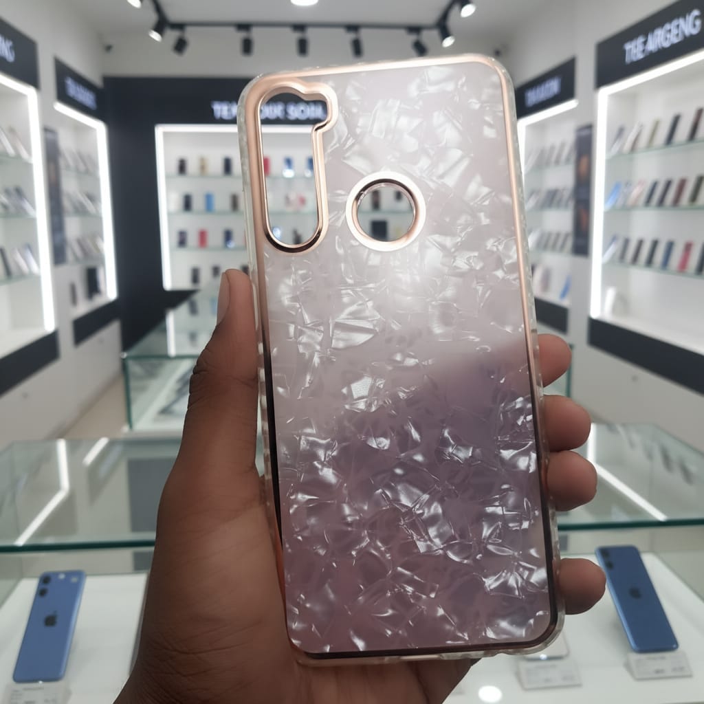 Marble Pattern Back Cover For Redmi Note 8 Phone Case With Pop Up Holder Pink Onezeros.in