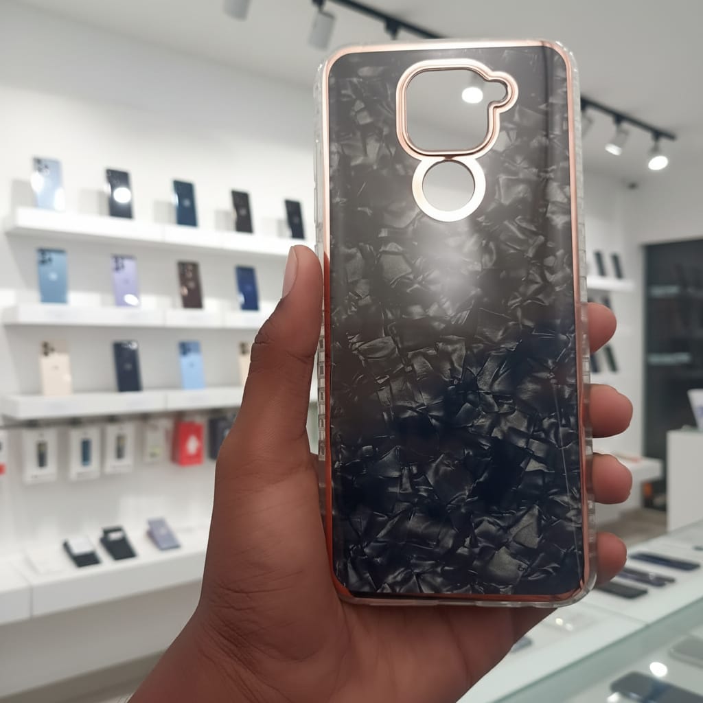Marble Pattern Back Cover For Redmi Note 9 Phone Case With Pop Up Holder Black Onezeros.in