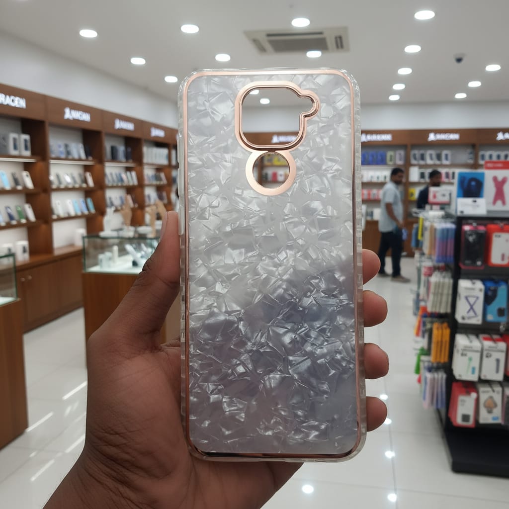 Marble Pattern Back Cover For Redmi Note 9 Phone Case With Pop Up Holder White Onezeros.in