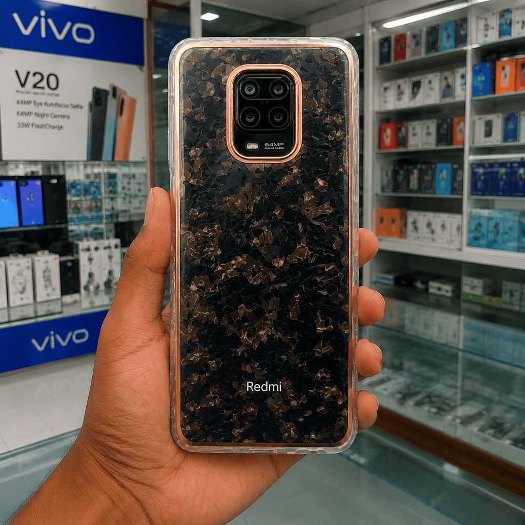 Marble Pattern Back Cover For Redmi Note 9 Pro Phone Case With Pop Up Holder Black Onezeros.in