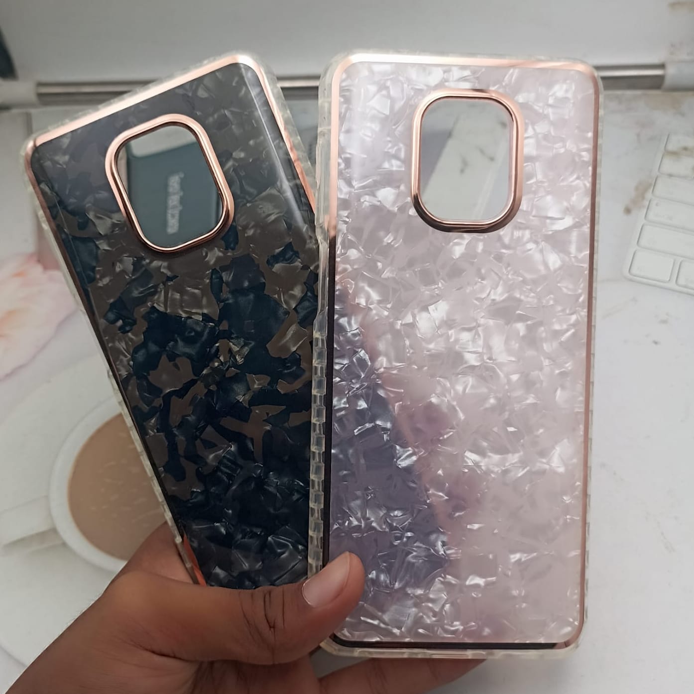 Marble Pattern Back Cover For Redmi Note 9 Pro Phone Case With Pop Up Holder Onezeros.in