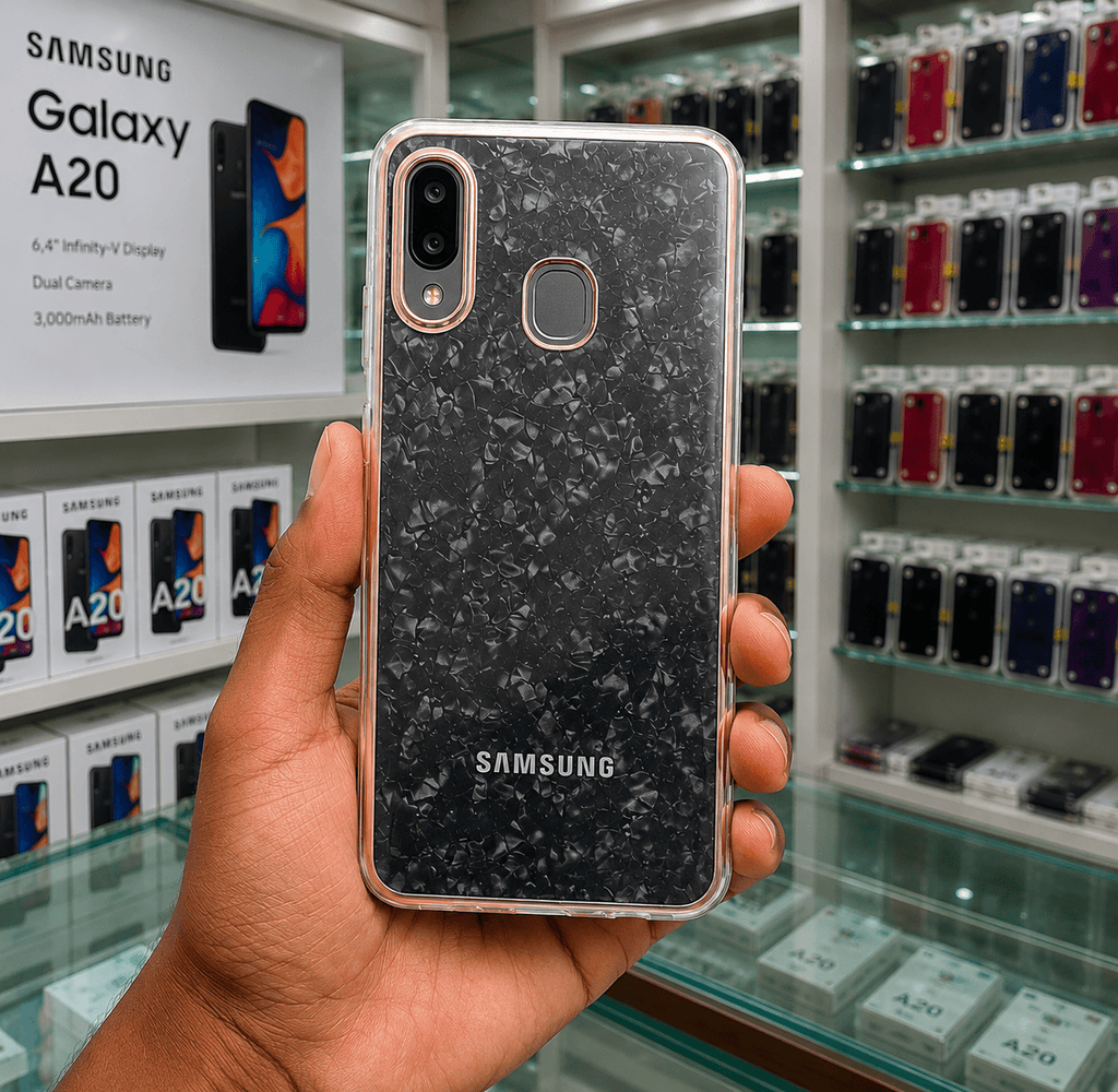 Marble Pattern Back Cover For Samsung Galaxy A20/A30/M10s Phone Case With Pop Up Holder Black Onezeros.in