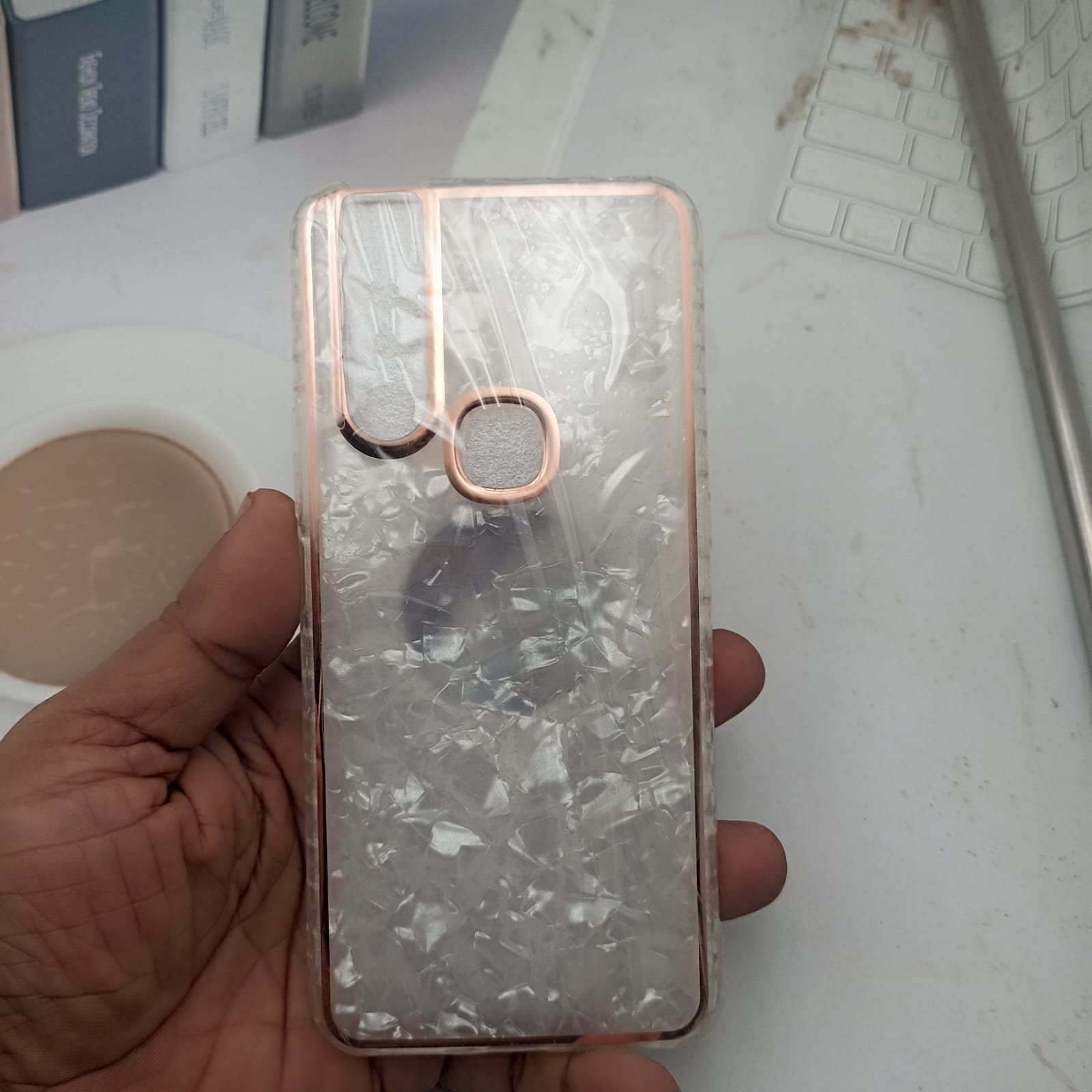 Marble Pattern Back Cover For Vivo V15 Phone Case With Pop Up Holder Onezeros.in