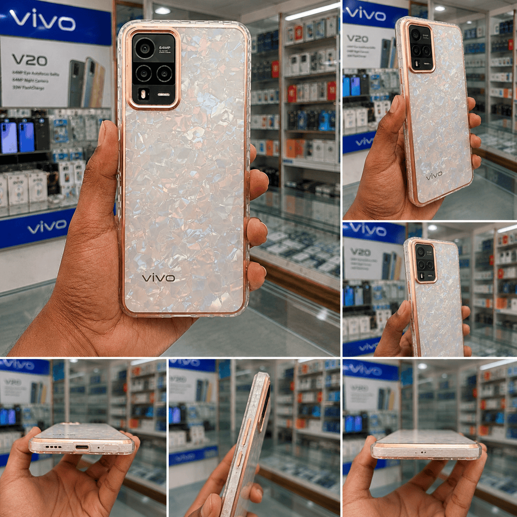 Marble Pattern Back Cover For Vivo V20 Phone Case With Pop Up Holder Onezeros.in
