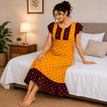 MATHAN Cotton Frock Nighty for Women – Mustard Yellow & Maroon XL OneZeros
