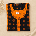 MATHAN Cotton Frock Nighty for Women – Orange & Black Printed Nightwear XL OneZeros