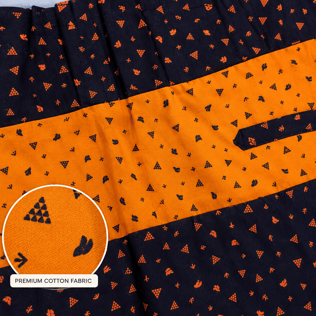MATHAN Cotton Frock Nighty for Women – Orange & Navy Printed Nightwear OneZeros