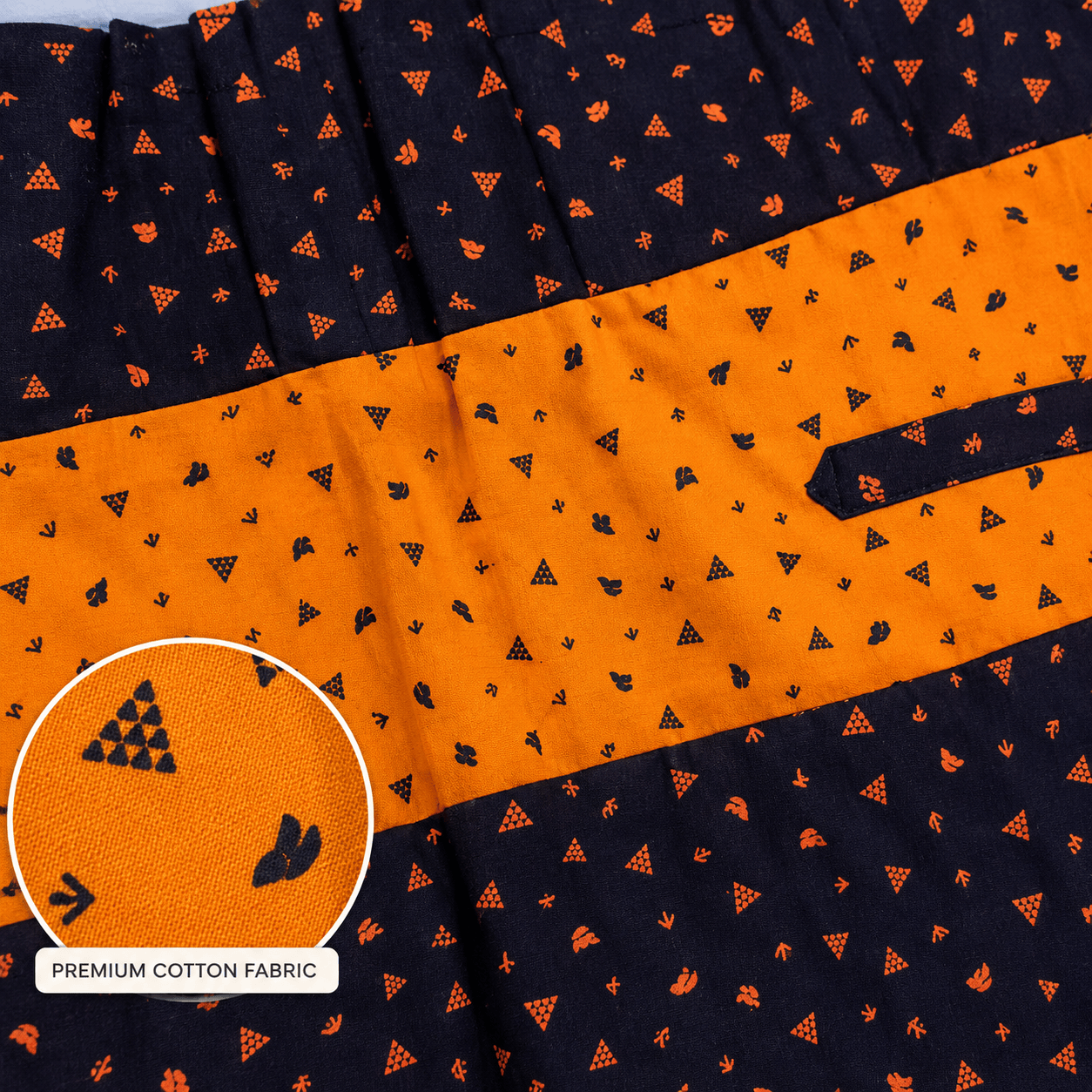 MATHAN Cotton Frock Nighty for Women – Orange & Navy Printed Nightwear OneZeros