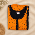 MATHAN Cotton Frock Nighty for Women – Orange & Navy Printed Nightwear XXL OneZeros